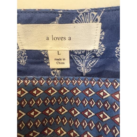 A Loves A Blue Boho Floral Dress Large Puff Sleeve Tiered Square Neckline - Picture 2 of 7